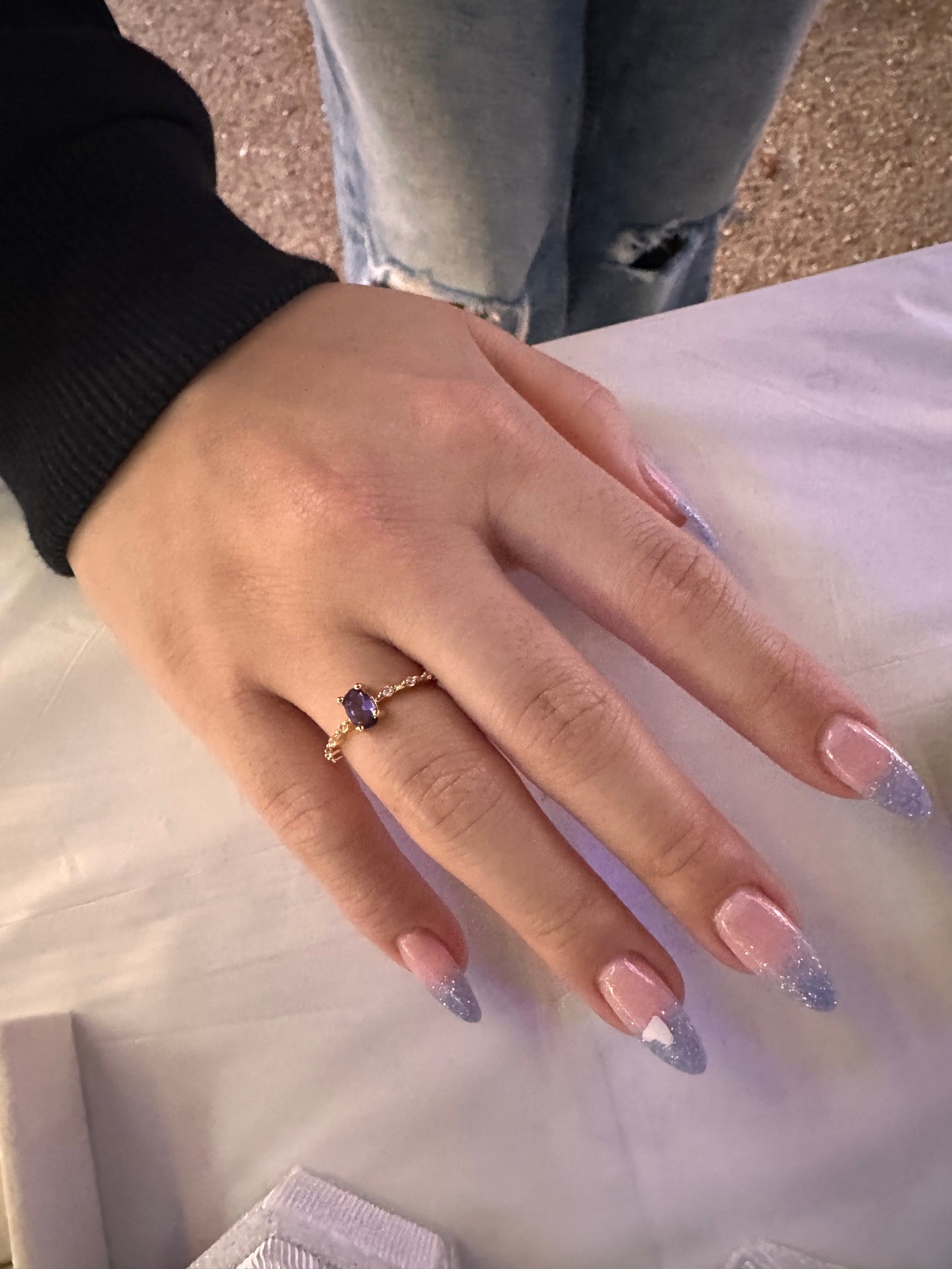 Amethyst Twist 18K Gold-Plated Ring