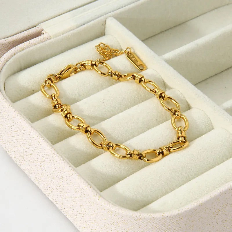 gold link chain bracelet adjustable classic design