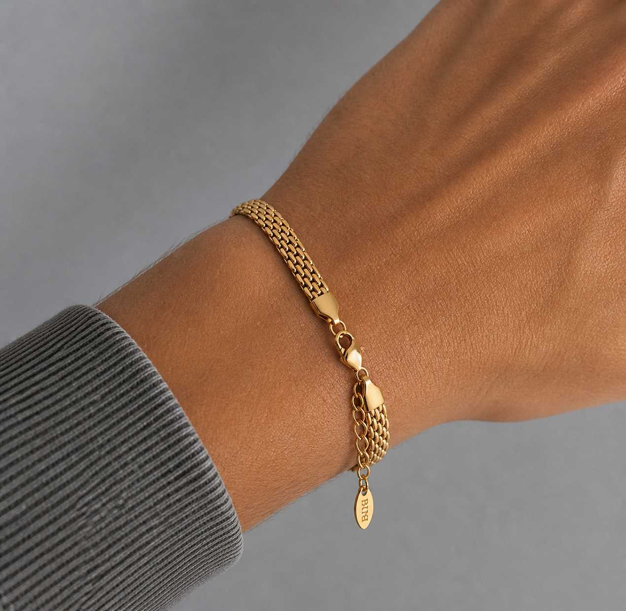 gold mesh chain bracelet elegant multi strand link design