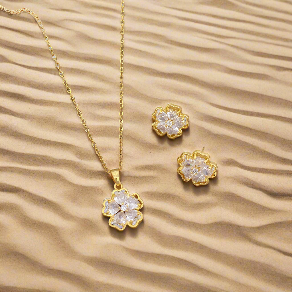 Blossom Radiance Pendant Necklace – gold-Plated Sparkle