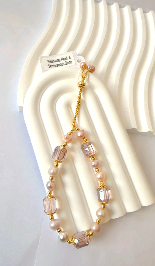 Freshwater Pink Lilac Pearl Adjustable Bracelet