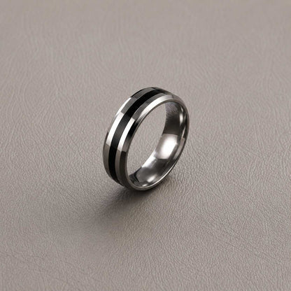 Black Titanium Men’s Ring Minimal Band Design