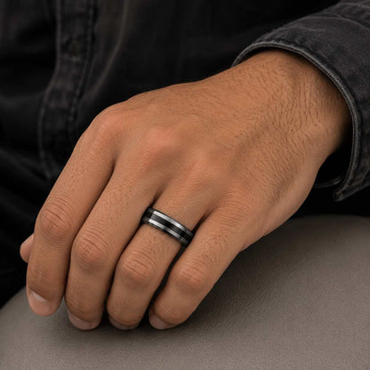 Black Titanium Men’s Ring Minimal Band Design