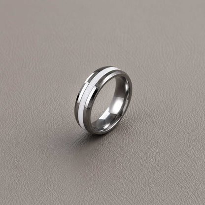 Silver White Men’s Ring Minimal Modern Band