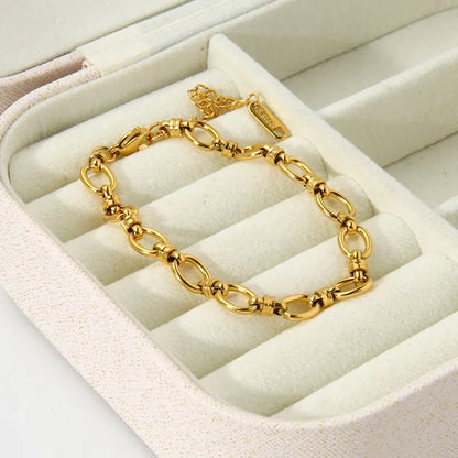 Gold Link Chain Bracelet Adjustable Classic Design