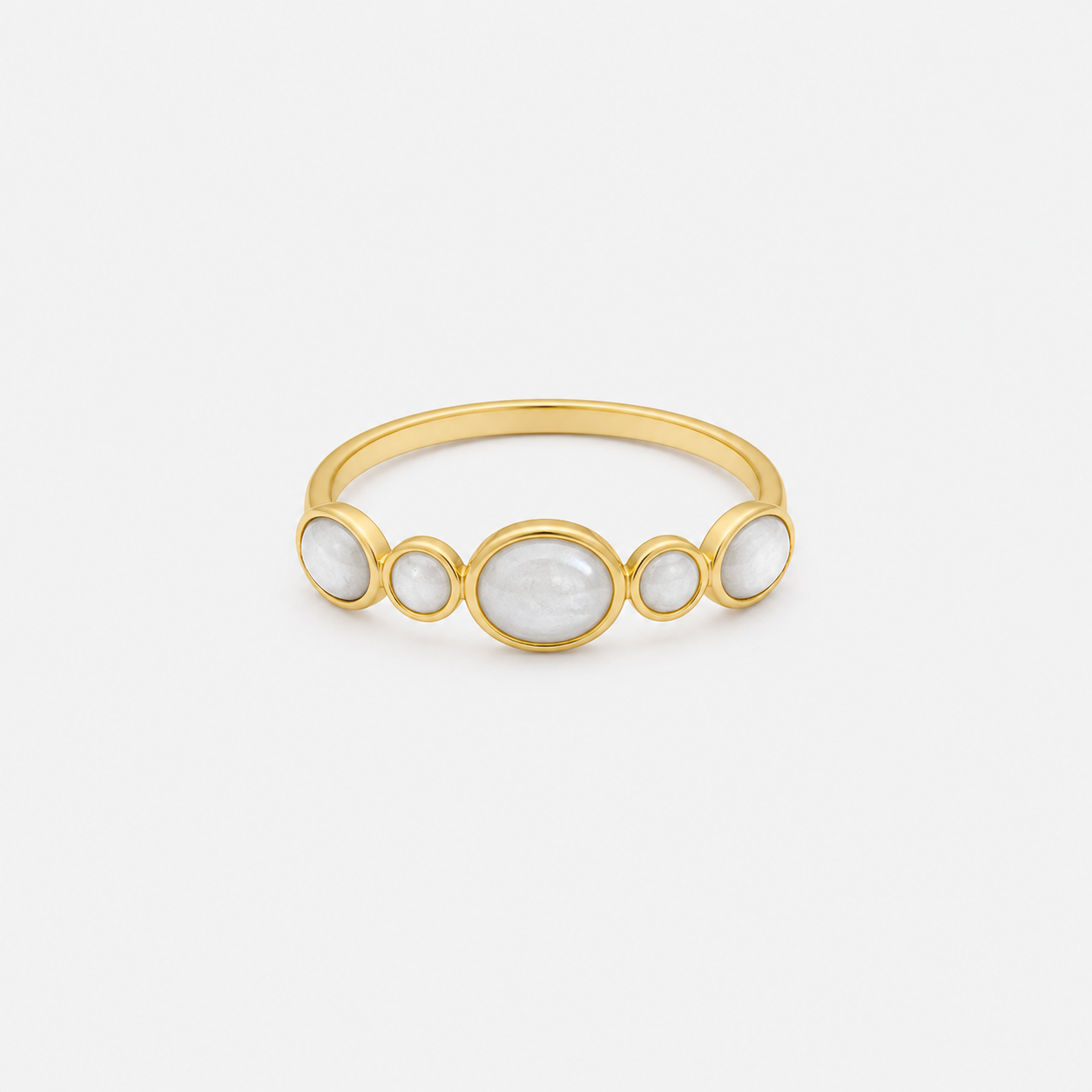 mother of pearl multi stone ring gold plated