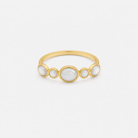 Mother of Pearl Multi Stone Ring Gold Plated