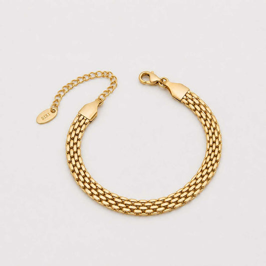 Gold Mesh Chain Bracelet Elegant Multi Strand Link Design