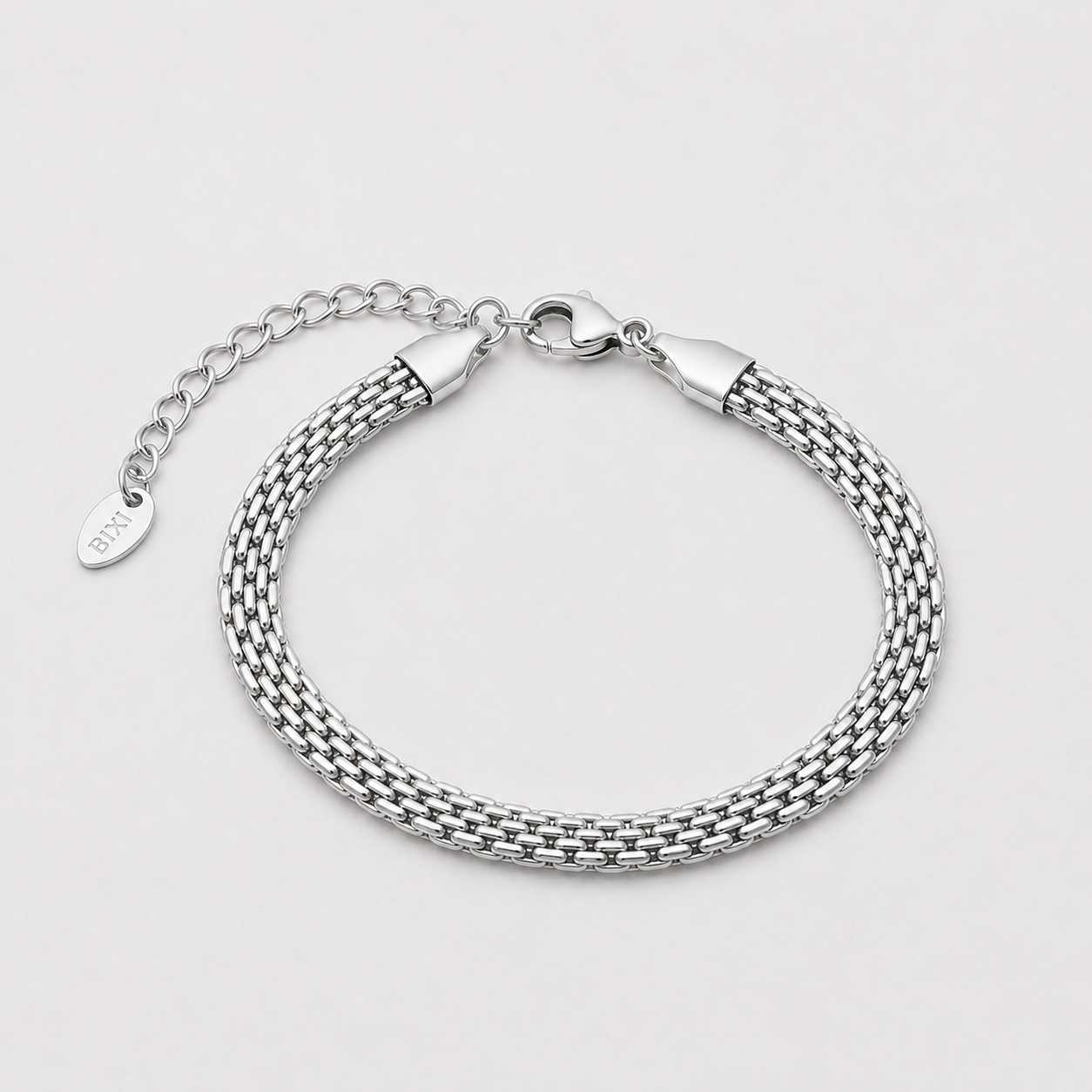 silver mesh chain bracelet elegant multi strand link design