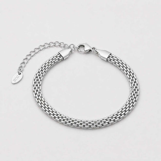 Silver Mesh Chain Bracelet Elegant Multi Strand Link Design