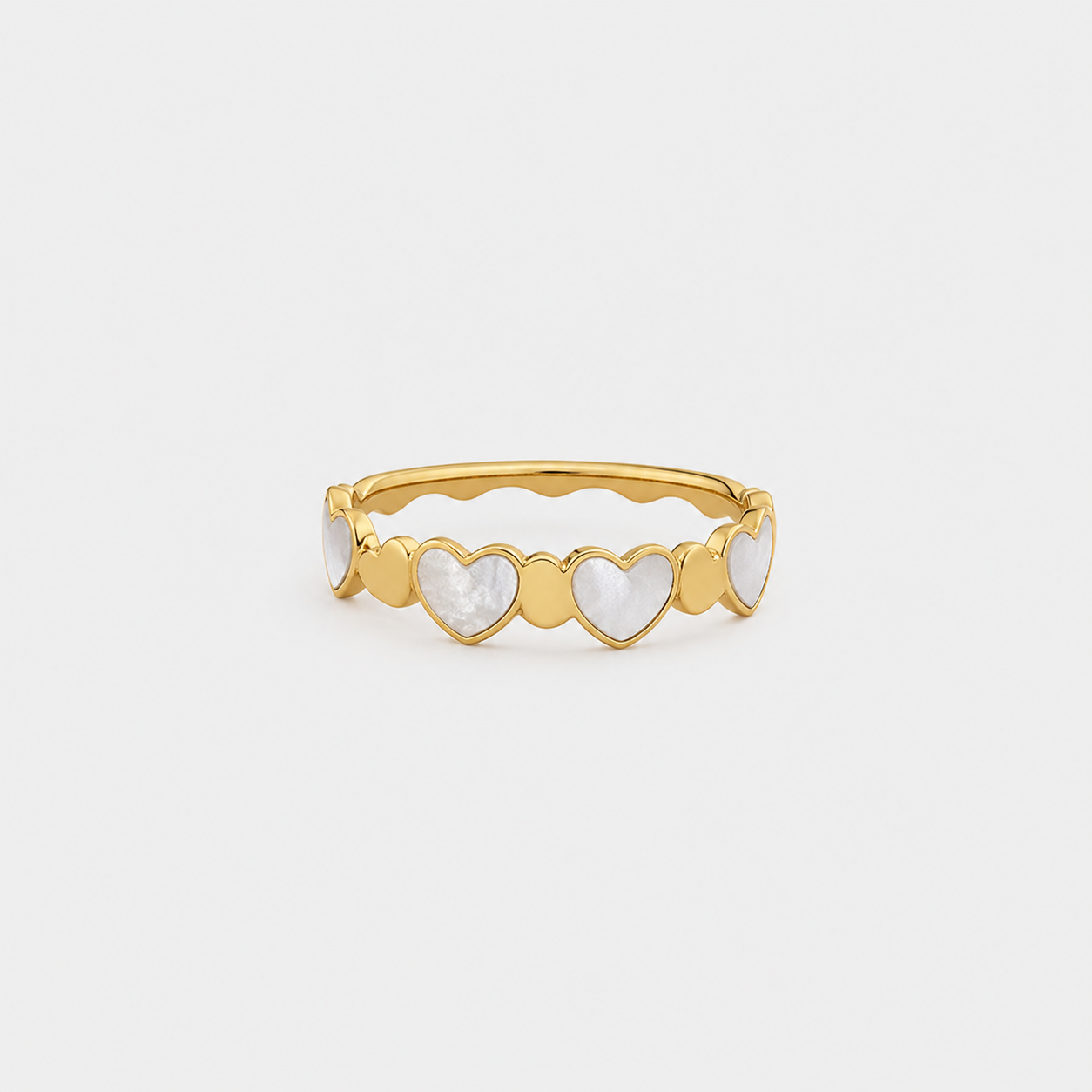 mother of pearl heart band ring gold plated