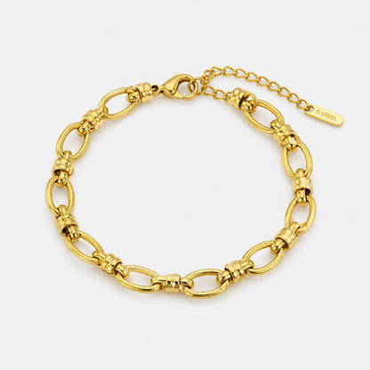 Gold Link Chain Bracelet Adjustable Classic Design