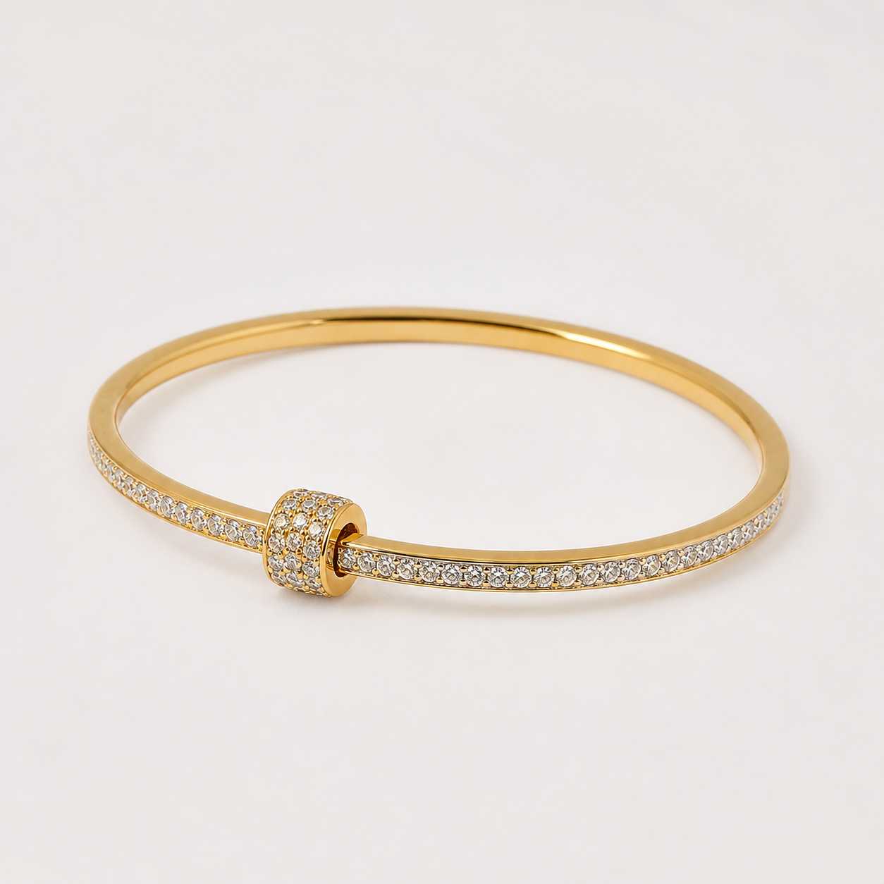 gold crystal knot bangle bracelet elegant design