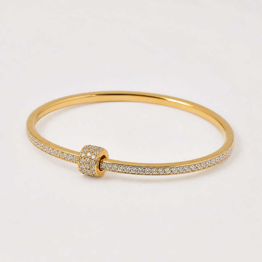 Gold Crystal Knot Bangle Bracelet Elegant Design
