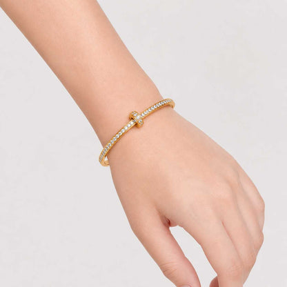 Gold Crystal Knot Bangle Bracelet Elegant Design