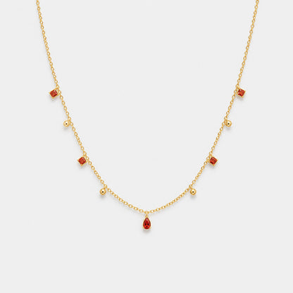 Red Charm Chain Necklace Gold Plated Delicate Design
