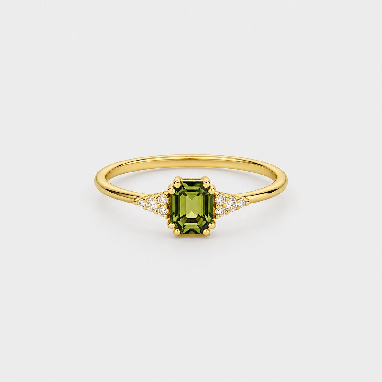 green stone solitaire ring gold plated elegant design