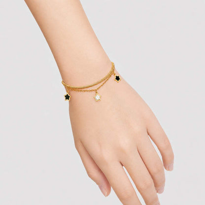 Gold Double Layer Star Charm Bracelet