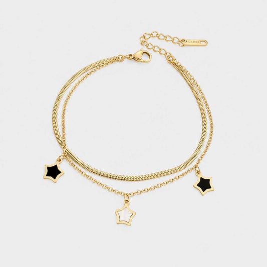 Gold Double Layer Star Charm Bracelet