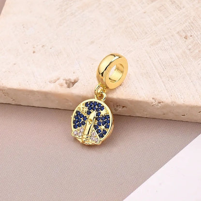 Rocket Charm Pendant Gold Blue Stone Space Design