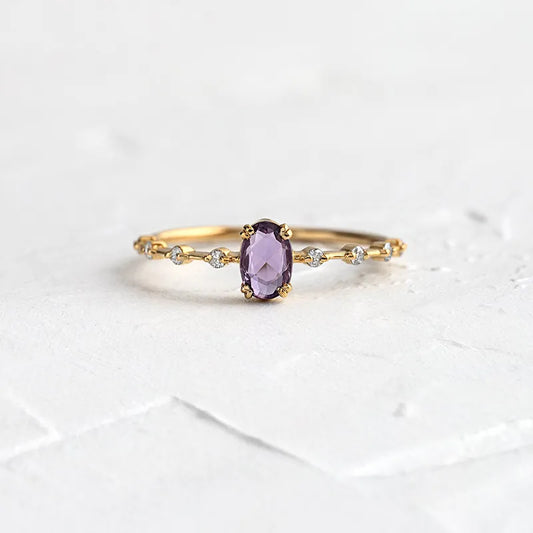 Amethyst Twist 18K Gold-Plated Ring