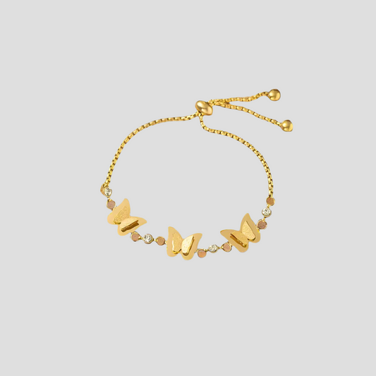 Gemstones & Butterfly Bracelet- Gold plated